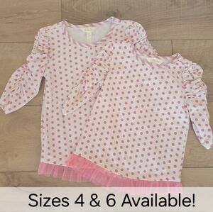 Matilda Jane Tulle Hem Polka Dot Tunic Top | Girls Size 4 & 6 | Sister Set